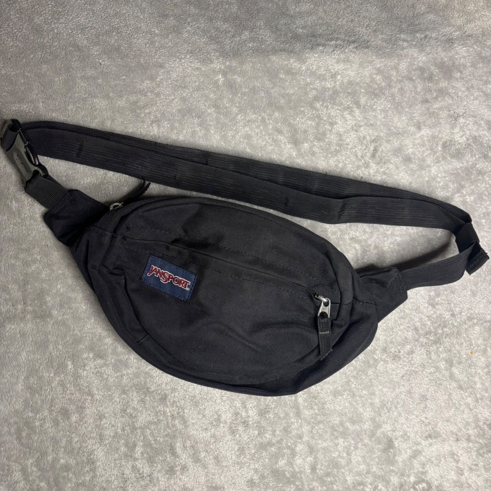 JanSport Fifth Ave Fanny Pack Black Canvas Waist Bag Belt Pouch JS00TAN1